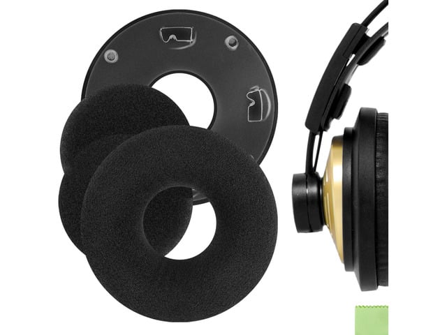 Geekria Comfort Velour Replacement Ear Pads for AKG K121, K121S, K141 MK II, K142 HD Headphones Earpads, Headset Ear Cushion Repair Parts (Black)