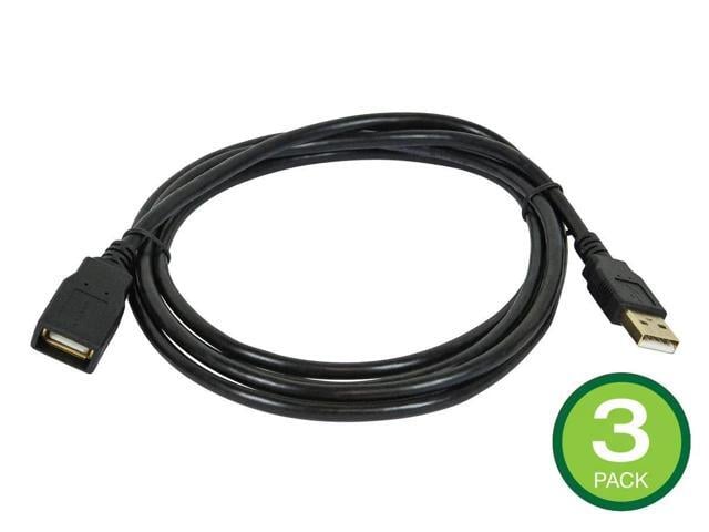 Monoprice USB-A to USB-A (F) 2.0 Extension Cable - 2 Meters - Black (3 Pack) For USB Flash Drive, PlayStation/PS4, Xbox, Mouse, Keyboard, USB Headset