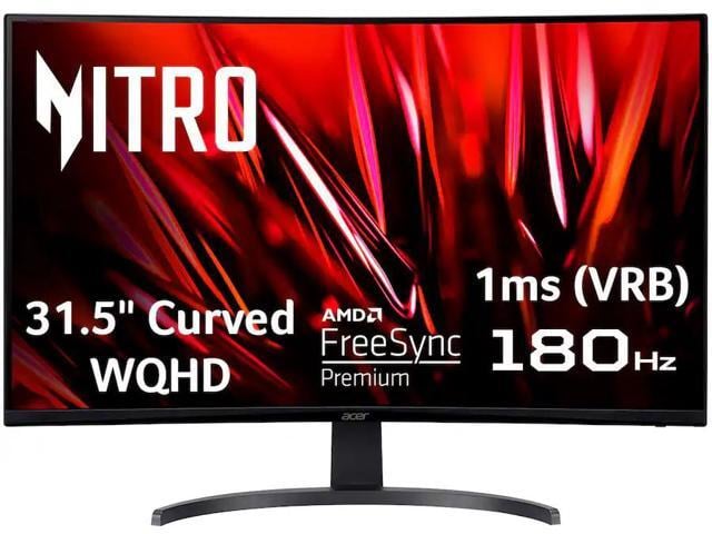 Acer - Nitro Gaming 31.5' Curved WQHD 180Hz 1ms FreeSync Premium Gaming Monitor (DisplayPort, HDMI x2) - Black