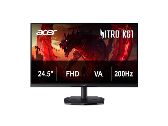 Acer Nitro 24.5 Full HD (1920 x 1080) Gaming Monitor, AMD FreeSync Premium Technology, 200Hz, 1ms (VRB), Black, KG251Q X0biip