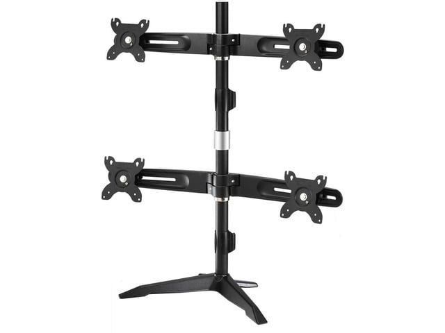 Quad Monitor Stand by Amer Mounts. Supports four 24' monitors. Compatible with 100 x 100mm 75 x 75 mm mounting patterns