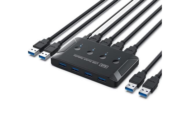 KVM Switch Selector, 4 Computer Sharing 4 USB Devices USB 3.0 Switches Box for Mouse Keyboard Scanner Printer with Individual Switch Button