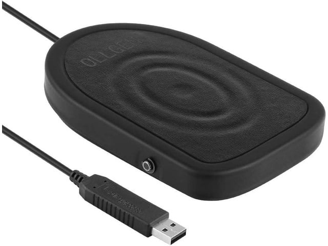 Metal USB Single Foot Control Action Switch Pedal Free Driver HID for Keyboard Mouse Game PC Laptop (Black)
