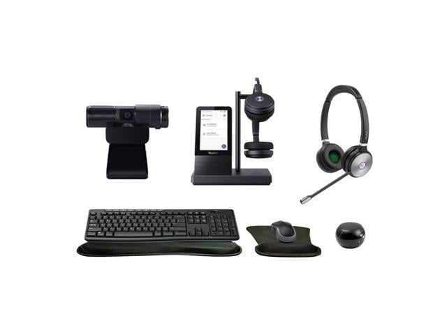Yealink WH66 Dual Bluetooth Headset with Multitouch Console Bundle with Cam 313 2MP Webcam, MK270 Wireless Keyboard and Mouse, Gel Mouse & Wrist...