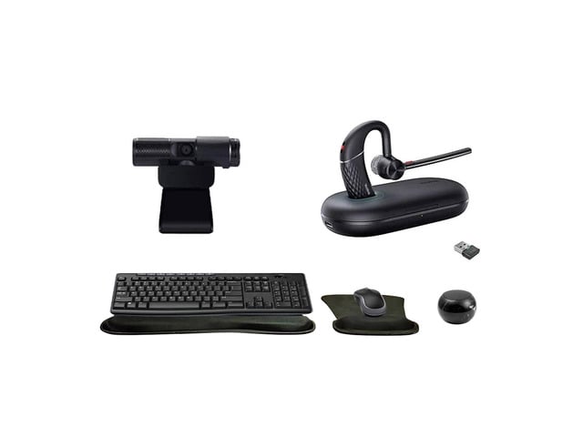 Yealink BH71 Mono Bluetooth Headset with Noise Canceling mic Bundle with Cam 313 2MP Webcam, MK270 Wireless Keyboard and Mouse, Mini Speaker, Gel...