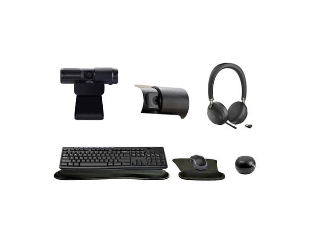 Yealink BH72 Black Dual Wireless Bluetooth Stereo Over Ear Headset Bundle with Cam 313 2MP Webcam, MK270 Wireless Keyboard and Mouse, Gel Mouse and...