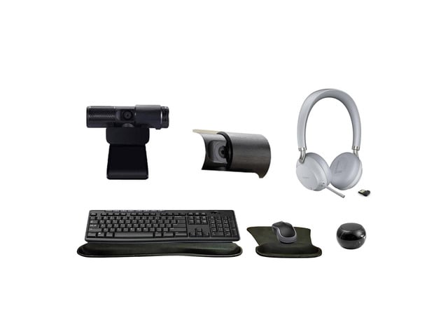Yealink BH72 White Dual Wireless Bluetooth Stereo Over Ear Headset Bundle with Cam 313 2MP Webcam, MK270 Wireless Keyboard and Mouse, Gel Mouse and...