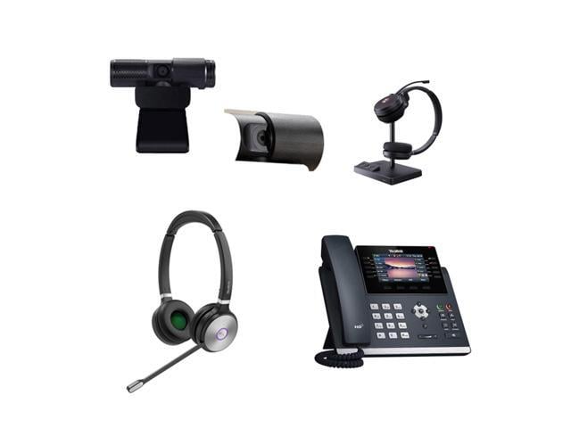 Yealink SIP-T46U IP Corded 4.3-Inch Color Display Phone Bundle with WH62 Dual Wireless Bluetooth Over Ear Headset, Cam 313 2MP Webcam for Office,...