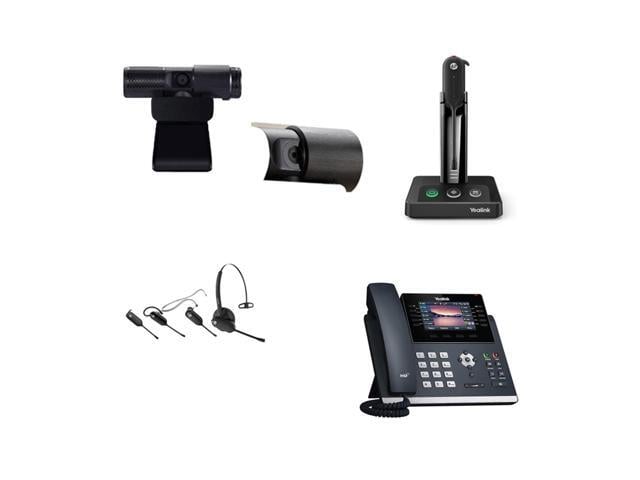 Yealink SIP-T46U IP Corded 4.3-Inch Color Display Phone Bundle with Yealink WH63 Mono Bluetooth Noise Canceling Mic Headset, Cam 313 2MP Webcam for...