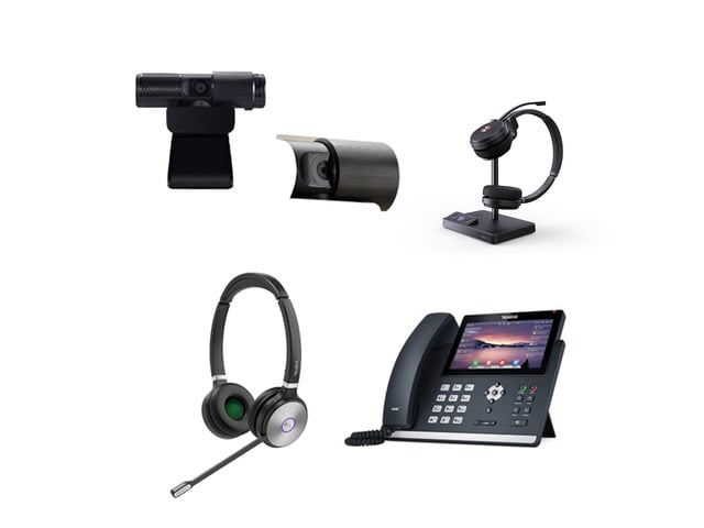 Yealink SIP-T48U IP Corded 7-Inch Color Display Phone Bundle with WH62 Dual Wireless Bluetooth Over Ear Headset, Cam 313 2MP Webcam for Office,...