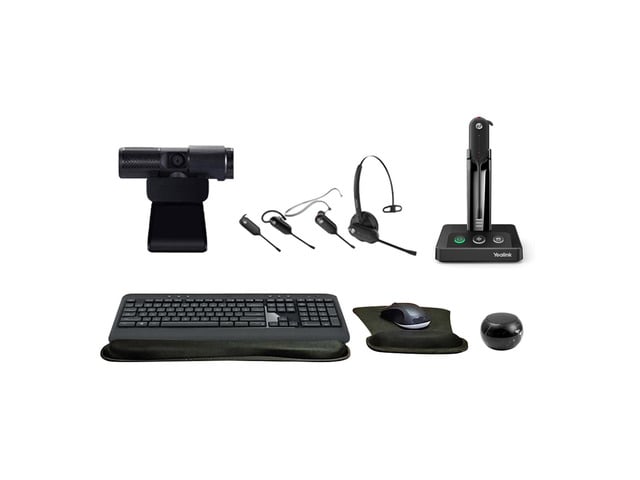 Yealink WH63 Mono Bluetooth Noise Canceling Mic Headset Bundle with Cam 313 2MP Webcam, MK540 Wireless Keyboard and Mouse, Gel Mouse & Wrist Pad,...