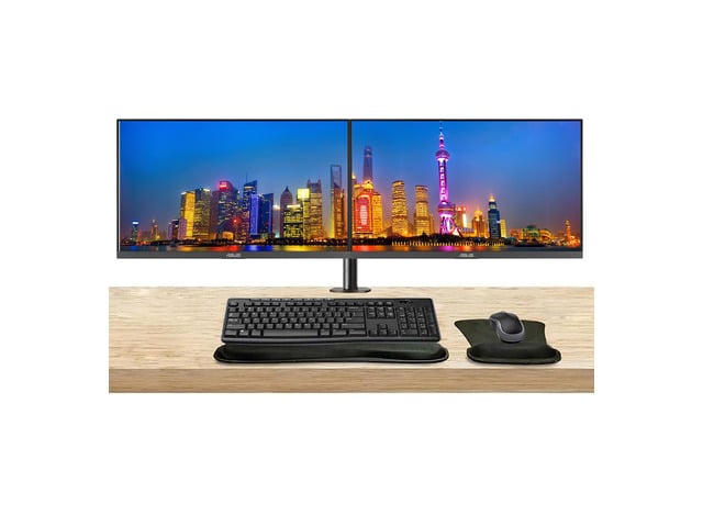Asus VA24EHE 24-inch 1080p FHD LCD Frameless Monitor, 2-Pack, HDMI, DVI-D, VGA, Low Blue Light, Desk Mount Dual Monitor Stand, MK270 Wireless...