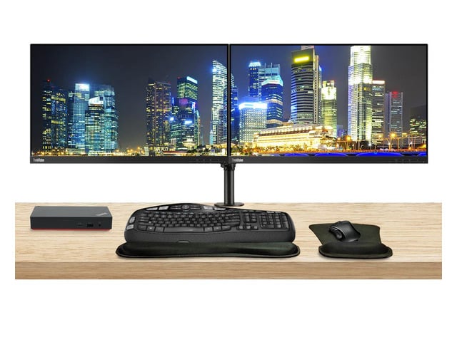 Lenovo ThinkVision P24h 2560 x 1440 LED QHD LCD, 2-Pack Bundle with HDMI, DisplayPort, Daisy Chain ready, Dock, USB-C, USB Hub, Dual Monitor Stand,...