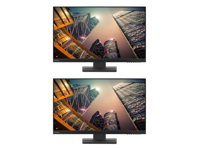 Lenovo ThinkVision E24 24-inch 1920 x 1080 LED Backlit Full HD LCD Monitor, 2-Pack Bundle with HDMI, VGA, DisplayPort, Integrated Speakers