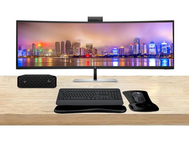 HP Workstation Bundle Z2 Mini G9 i7, 32GB RAM, 512GB SSD, Windows 11 Pro, 549pm 49' Curved DQHD Monitor and MK650 Wireless Keyboard & Mouse with...