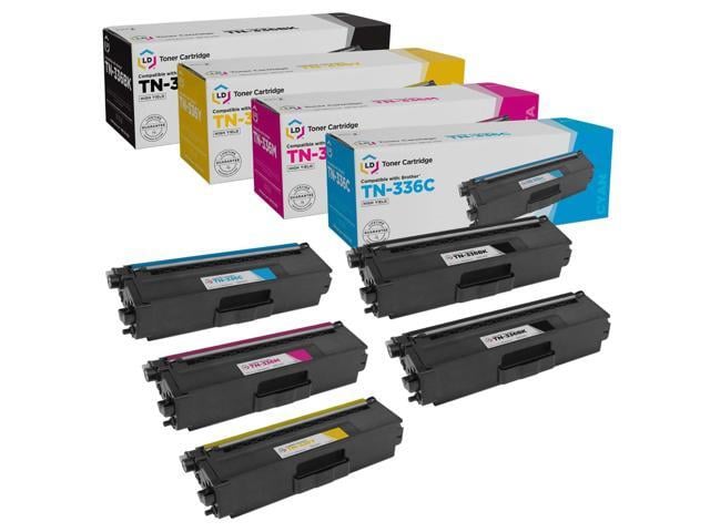 Brother LD Products Compatible Brother TN336 Set of 5 High Yield Laser Toner Cartridges Includes: 2 TN336BK Black, 1 TN336C Cyan, 1 TN336M Magenta, and 1...