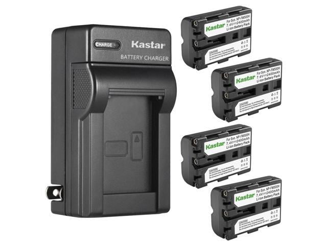 Sony Kastar 4-Pack Battery and AC Wall Charger Replacement for Sony NP-FM500 NP-FM500H Battery, BC-VM10 AC-SQ950 Charger, Sony VG-C77AM, VILTR monitor,...