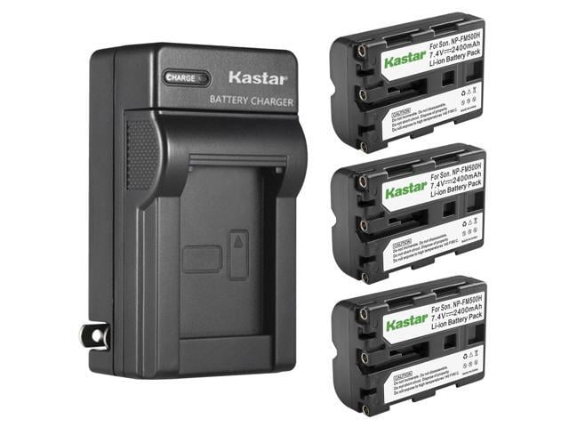 Sony Kastar 3-Pack Battery and AC Wall Charger Replacement for Sony NP-FM500 NP-FM500H Battery, BC-VM10 AC-SQ950 Charger, Sony VG-C77AM, VILTR monitor,...