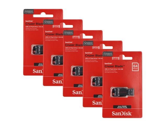 5x SanDisk Cruzer Blade USB Flash Drive - 64GB (Red)