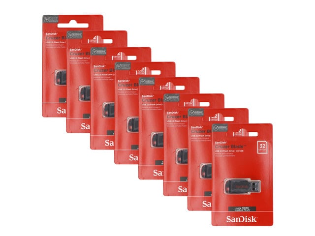 8x SanDisk Cruzer Blade USB Flash Drive - 32GB (Red)
