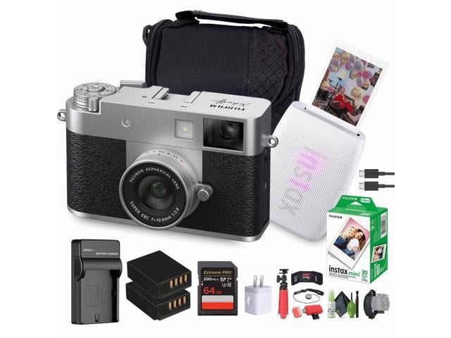 FUJIFILM X Digital Camera (Silver), MINI LINK 3 Smartphone Printer(Clay White)