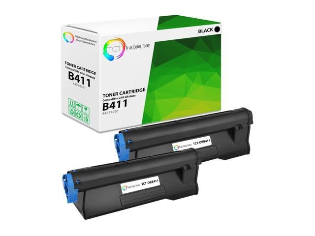 True Color Toner B411 Toner Cartridge 2 Pack - Premium Compatible Replacement for Okidata B411 44574701 Black Works With Okidata B411 B431 MB461...