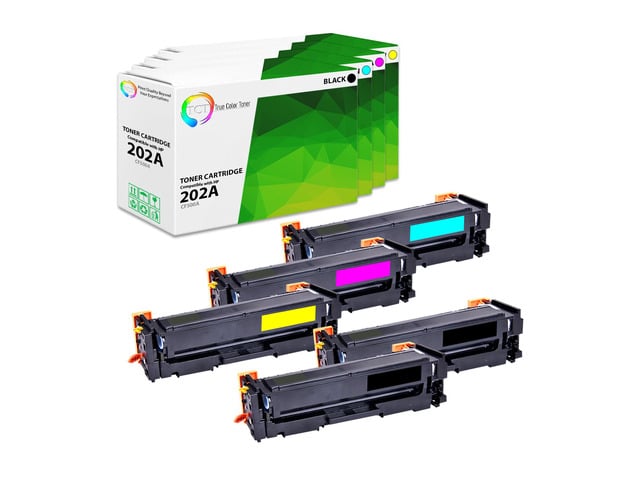 HP True Color Toner 202A Toner Cartridge 5 Pack - Premium Compatible Replacement for HP 202A CF500A CF501A CF502A CF503A Works With HP Color LaserJet...