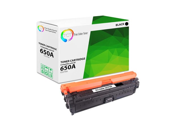 HP True Color Toner 650A Black Toner Cartridge - Premium Compatible Replacement for HP 650A CE270A Works With HP Color Laserjet Enterprise CP5525...