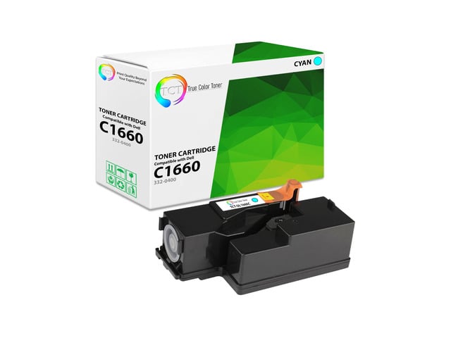 Dell True Color Toner 1660 Cyan Toner Cartridge - Premium Compatible Replacement for Dell 3320400 332-0400 Cyan Works With Dell Color Laser 1660 C1660...