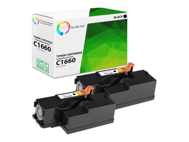 Dell True Color Toner 1660 Black Toner Cartridge 2 Pack - Premium Compatible Replacement for Dell 332-0399 Black Works With Dell Color Laser 1660 C1660...