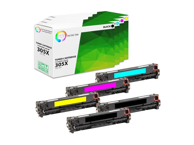 HP True Color Toner 305X 305A Toner Cartridge 5 Pack - Premium Compatible Replacement for HP 305X 305A CE410X CE411A CE412A CE413A Works With HP...