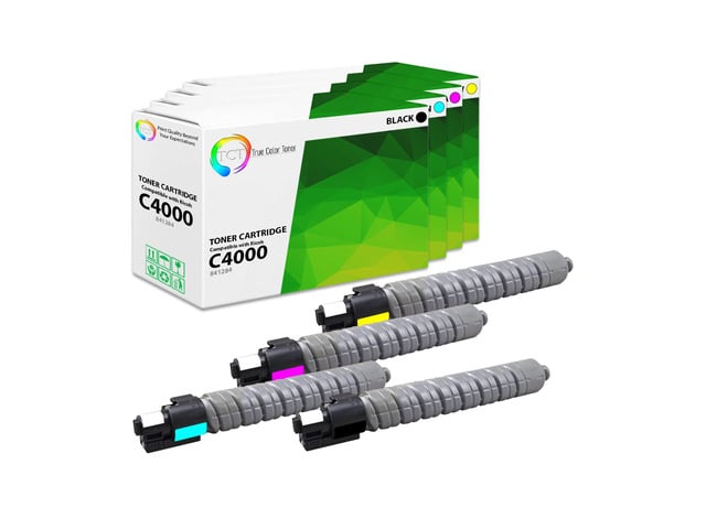 True Color Toner C4000 Toner Cartridge 4 Pack - Premium Compatible Replacement for Ricoh Aificio 841284 841287 841286 841285 Works With Ricoh...