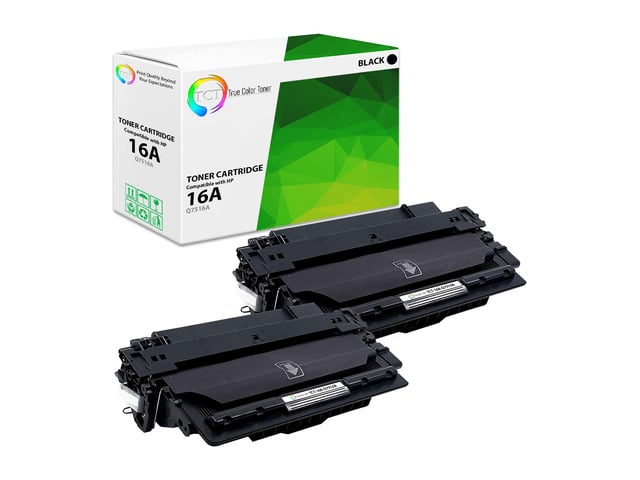 HP True Color Toner 16A Toner Cartridge 2 Pack - Premium Compatible Replacement for HP 16A Q7516A Black Works With HP Laserjet 5200 5200DTN 5200TN