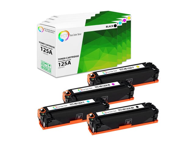 HP True Color Toner 125A Toner Cartridge 4 Pack - Premium Compatible Replacement for HP 125A CB540A CB541A CB542A CB543A Works With HP Color LaserJet...