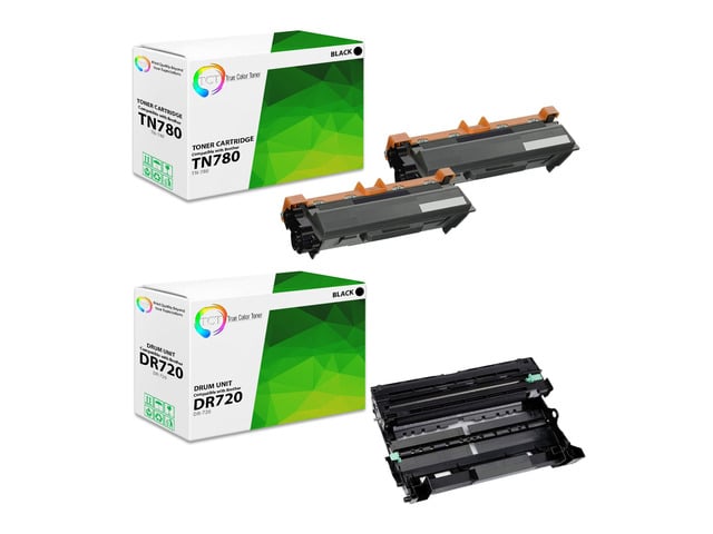 Brother True Color Toner TN780 Toner Cartridge 2 Pack and DR720 Drum Unit - Premium Compatible Replacements for Brother HL-6180DW 6180DWT MFC-8950DW...