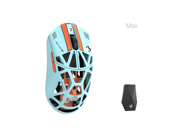 MK x WLMOUSE Beast X Max Wireless 8K Mouse Blue and Orange Solid Sides Omron Optical