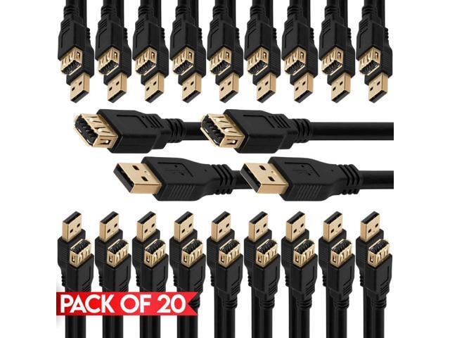 Cmple - [20 PACK] 10 Feet USB 3.0 A to A Extension Cable, USB Male to Female Extender Cord for Mouse, Keyboard, Printer, Camera, Hard Drive, Flash...