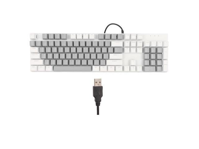 104 Key Mechanical Gaming Keyboard, RGB Wired Computer Keyboard with Blue Switch, 28 Backlight Modes, Plug and Play for Linux Gaming PC (White Gray)