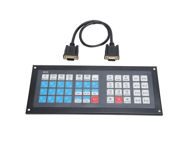 CNC Controller System Keyboard Expansion Panel with Cable, Aluminum Alloy, for 3/4/5 Axes CNC Machines, Easy Operation,, Intuitive Button Icons