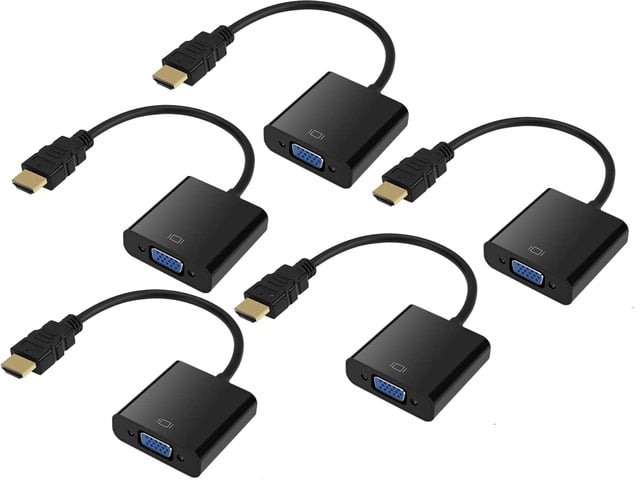HDMI to VGA Adapter [5-Pack], iXever HDMI to VGA Converter Adapter for TV, Monitor, Projector, HDTV, Chromebook, Raspberry Pi, Roku, Xbox and More,...