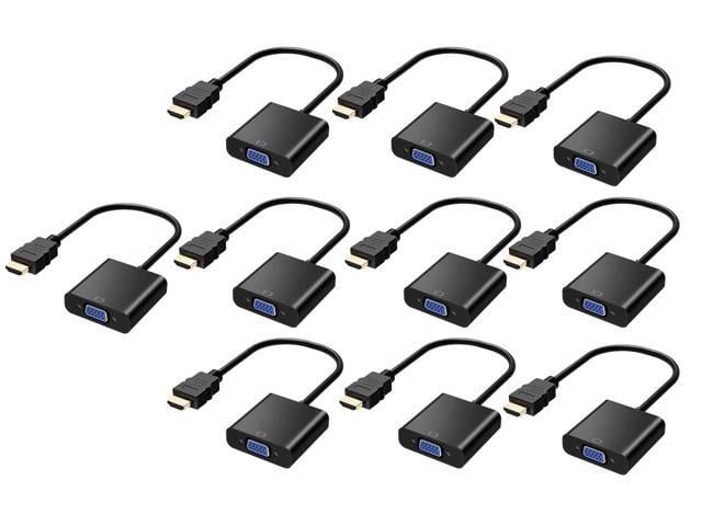 HDMI to VGA Adapter HD2VGA 10Pack, iXever Gold-Plated HDMI to VGA Converter Male to Female 1080p for Desktop PC Computer, Laptop, PC, Monitor,...