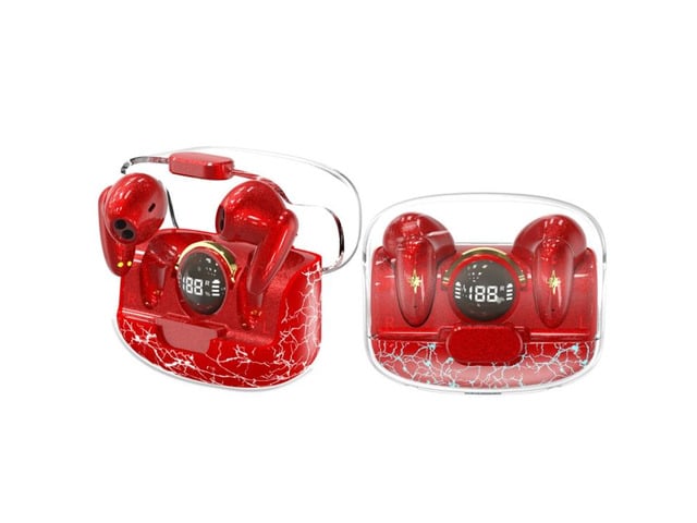 TWS Wireless Bluetooth Headset In-ear Space Capsule Gaming Headset Space Capsule Red (Transparent Red)