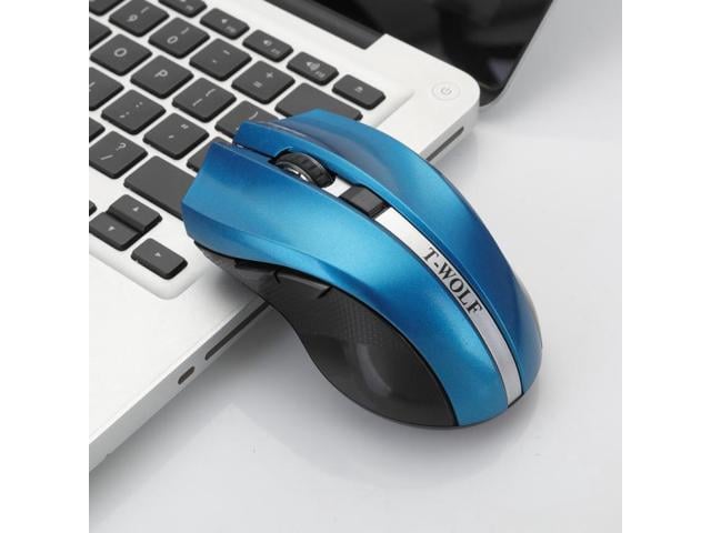 T-WOLF Q5 2.4GHz 5-Buttons 2000 DPI Wireless Mouse Silent And Non-Light Gaming Office Mouse For Computer PC Laptop ( Blue ) Black