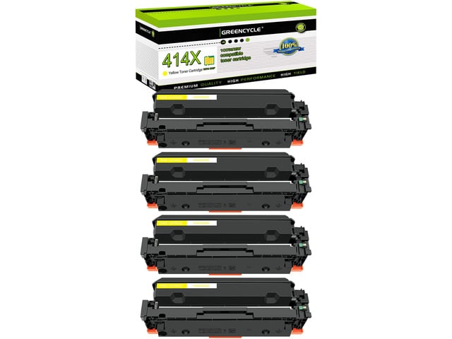 HP greencycle 4 Pack 414X Yellow Toner Cartridge Compatible for HP 414X 414A W2022X W2022A Yellow Toner to use in Enterprise M455dn, MFP M480f, Pro...
