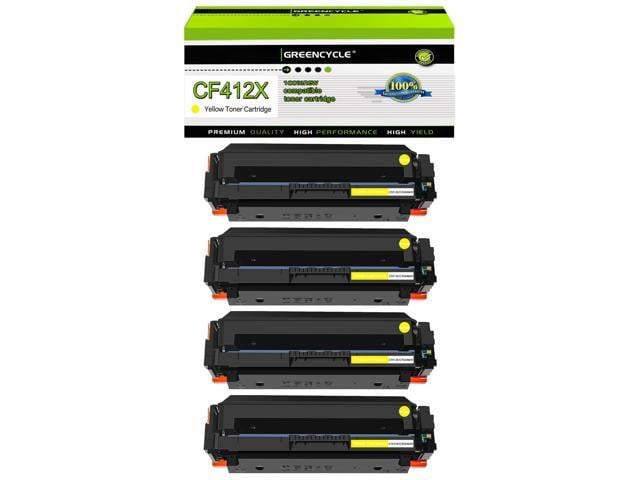 HP greencycle 4 Pack Toner Cartridge Compatible for HP 410A 410X CF412X Yellow Toner Work with Color Laser Jet Pro M452dn M452dw M452nw M477fdn...