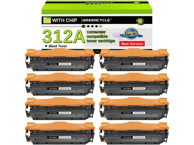 HP greencycle 8 Pack 312A CF380A Black Compatible Toner Cartridge Replacement for HP 312A CF380A Toner work with Color Laser Jet Pro MFP M476dw M476nw...
