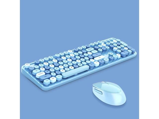 Mofii Sweet Wireless Keyboard And Mouse Set Girls Punk Keyboard Office Set, Colour: Blue Mixed