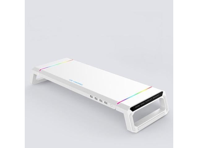 ICE COOREL T1 Monitor Increased Rack Foldable Laptop Stand With RGB Lighting & 4xUSB Expansion Interface (Moonlight White)