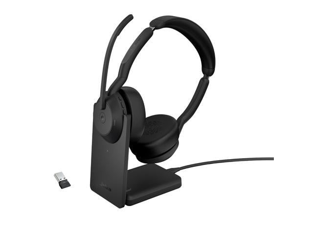 Jabra Evolve2 55 MS Stereo - Headset - on-ear - Bluetooth - wireless - active noise cancelling - USB-A - black - with ch