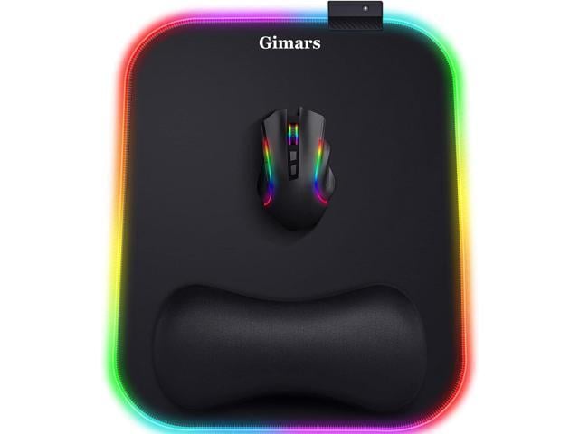 Gimars RGB Mouse Pad with Wrist Rest Support, 12 x 10 in Extra Large Ergonomic Gaming Mouse Pad with 10 LED Lighting Modes, Non-Slip Rubber Base...
